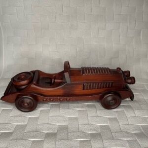 Vintage Brown/Red Wood Decor Replica Model Car  1931's Mercedes SSKL?  AS IS